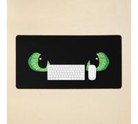Desk Mat Green Toothless Dragon Eyes Drawing Large Gaming Mouse Pad 35x16 inch