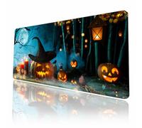 Desk Mat Halloween Pumpkins on Dark Forest Desk Pad Large Mouse Pad Gaming Mousepad Extended XXL Keyboard Pad 35.4 x 15.7 in Laptop Computer Mouse Keyboard Mat for Office Decor