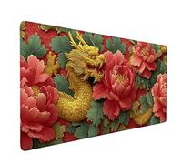 Desk Mat Large 1000x500mm, Flower Gaming Mouse Pad Dragon Desk Mat with 3MM Stitched Edges, Non-Slip Rubber Base Mousepad Home Decor for PC, Laptop, Gaming, Office and Home, Gifts for Women -bby250934