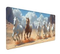 Desk Mat Large 1000x500mm, Horse Gaming Mouse Pad White Desk Mat with 3MM Stitched Edges, Non-Slip Rubber Base Mousepad Desk Decor for PC, Laptop, Gaming, Office and Home, Gifts for Women -lsy260398