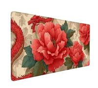 Desk Mat Large 1000x500mm, Red Gaming Mouse Pad Dragon Desk Mat with 3MM Stitched Edges, Non-Slip Rubber Base Mousepad Home Decor for PC, Laptop, Gaming, Office and Home, Gifts for Women -bby2509G9