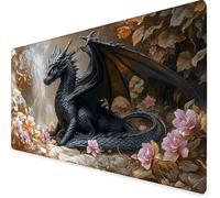 Desk Mat Large 1000x500x3 mm, Black Gaming Mouse Pad Dragon Desk Mat with 3MM Stitched Edges, Non-Slip Rubber Base Mousepad Office Decor for PC, Laptop, Gaming, Office and Home, Gifts -yym2509QN