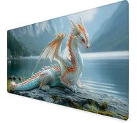Desk Mat Large 1000x500x3 mm, White Gaming Mouse Pad Dragon Desk Mat with 3MM Stitched Edges, Non-Slip Rubber Base Mousepad Office Decor for PC, Laptop, Gaming, Office and Home, Gifts -yym25094W