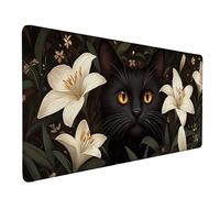 Desk Mat Large 1000x500x3mm, Cat Gaming Mouse Pad Black Desk Mat with 3MM Stitched Edges, Non-Slip Rubber Base Mousepad Desk Decor for PC, Laptop, Gaming, Office and Home, Gifts for Women -lsy26037N