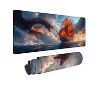 Desk Mat Large 1000x500x3mm, Dragon Gaming Mouse Pad Sailboat Desk Mat with 3MM Stitched Edges, Non-Slip Rubber Base Mousepad Desk Decor for PC, Laptop, Gaming, Office and Home, Gifts -hjw2601IU