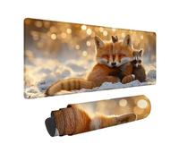 Desk Mat Large 1000x500x3mm, Fox Gaming Mouse Pad Raccoon Desk Mat with 3MM Stitched Edges, Non-Slip Rubber Base Mousepad Desk Decor for PC, Laptop, Gaming, Office and Home, Gifts for Women -hjw2601L7