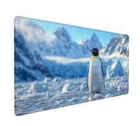 Desk Mat Large 1000x500x3mm, Penguin Gaming Mouse Pad Blue Desk Mat with 3MM Stitched Edges, Non-Slip Rubber Base Mousepad Desk Decor for PC, Laptop, Gaming, Office and Home, Gifts -lsy260311