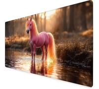 Desk Mat Large 1000x500x3mm, Pink Gaming Mouse Pad Horse Desk Mat with 3MM Stitched Edges, Non-Slip Rubber Base Mousepad Office Decor for PC, Laptop, Gaming, Office and Home, Gifts for Women -yym0972