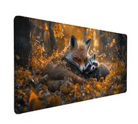 Desk Mat Large 1000x500x3mm, Raccoon Gaming Mouse Pad Fox Desk Mat with 3MM Stitched Edges, Non-Slip Rubber Base Mousepad Desk Decor for PC, Laptop, Gaming, Office and Home, Gifts for Women -lsy2603D1