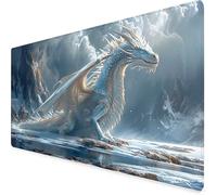 Desk Mat Large 1000x500x3mm, White Gaming Mouse Pad Dragon Desk Mat with 3MM Stitched Edges, Non-Slip Rubber Base Mousepad Office Decor for PC, Laptop, Gaming, Office and Home, Gifts -yym2509H4