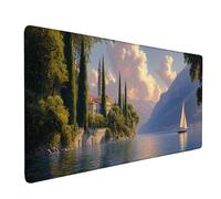 Desk Mat Large 1000x500x3mm, White Gaming Mouse Pad Sailboat Desk Mat with 3MM Stitched Edges, Non-Slip Rubber Base Mousepad Home Decor for PC, Laptop, Gaming, Office and Home, Gifts -bby2509UW