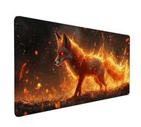Desk Mat Large 100x50cm, Fox Gaming Mouse Pad Red Desk Mat with 3MM Stitched Edges, Non-Slip Rubber Base Mousepad Desk Decor for PC, Laptop, Gaming, Office and Home, Gifts for Women -lsy2603CL