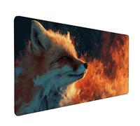 Desk Mat Large 100x50cm, Fox Gaming Mouse Pad Yellow Desk Mat with 3MM Stitched Edges, Non-Slip Rubber Base Mousepad Desk Decor for PC, Laptop, Gaming, Office and Home, Gifts for Women -lsy2603T0