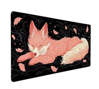Desk Mat Large 100x50cm, Pink Gaming Mouse Pad Fox Desk Mat with 3MM Stitched Edges, Non-Slip Rubber Base Mousepad Home Decor for PC, Laptop, Gaming, Office and Home, Gifts for Women -bby250946
