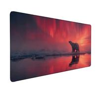 Desk Mat Large 100x50cm, Polar Bear Gaming Mouse Pad Red Desk Mat with 3MM Stitched Edges, Non-Slip Rubber Base Mousepad Desk Decor for PC, Laptop, Gaming, Office and Home, Gifts for Women -lsy2603T3