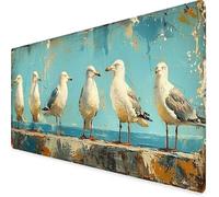 Desk Mat Large 100x50cm, White Gaming Mouse Pad Bird Desk Mat with 3MM Stitched Edges, Non-Slip Rubber Base Mousepad Office Decor for PC, Laptop, Gaming, Office and Home, Gifts for Women -yym2509OH