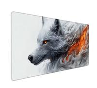 Desk Mat Large 100x50cm, White Gaming Mouse Pad Wolf Desk Mat with 3MM Stitched Edges, Non-Slip Rubber Base Mousepad Home Decor for PC, Laptop, Gaming, Office and Home, Gifts for Women -bby2509CI