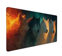 Desk Mat Large 100x50cm, Wolf Gaming Mouse Pad White Desk Mat with 3MM Stitched Edges, Non-Slip Rubber Base Mousepad Desk Decor for PC, Laptop, Gaming, Office and Home, Gifts for Women -lsy26037P