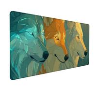 Desk Mat Large 100x50cm, Wolf Gaming Mouse Pad White Desk Mat with 3MM Stitched Edges, Non-Slip Rubber Base Mousepad Desk Decor for PC, Laptop, Gaming, Office and Home, Gifts for Women -lsy2603MN