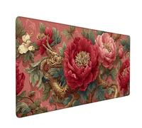 Desk Mat Large 1500x800mm, Red Gaming Mouse Pad Dragon Desk Mat with 3MM Stitched Edges, Non-Slip Rubber Base Mousepad Home Decor for PC, Laptop, Gaming, Office and Home, Gifts for Women -bby2509N4