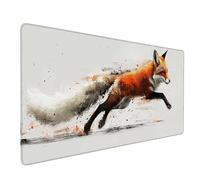 Desk Mat Large 150x80cm, Fox Gaming Mouse Pad White Desk Mat with 3MM Stitched Edges, Non-Slip Rubber Base Mousepad Desk Decor for PC, Laptop, Gaming, Office and Home, Gifts for Women -lsy260381