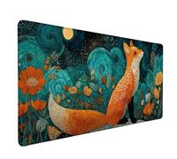 Desk Mat Large 150x80cm, Fox Gaming Mouse Pad Yellow Desk Mat with 3MM Stitched Edges, Non-Slip Rubber Base Mousepad Desk Decor for PC, Laptop, Gaming, Office and Home, Gifts for Women -lsy260379