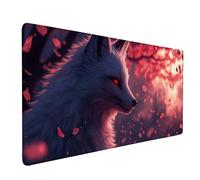 Desk Mat Large 150x80cm, Pink Gaming Mouse Pad Fox Desk Mat with 3MM Stitched Edges, Non-Slip Rubber Base Mousepad Home Decor for PC, Laptop, Gaming, Office and Home, Gifts for Women -bby25090T