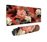 Desk Mat Large 24 x 12in, Pink Gaming Mouse Pad Flowers Desk Mat with 3MM Stitched Edges, Non-Slip Rubber Base Mousepad Desk Decor for PC, Laptop, Gaming, Office and Home, Gifts for Women -hjw2601BI