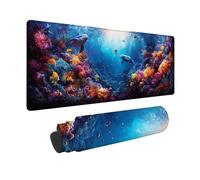 Desk Mat Large 24x12inch, Blue Gaming Mouse Pad Dolphin Desk Mat with 3MM Stitched Edges, Non-Slip Rubber Base Mousepad Desk Decor for PC, Laptop, Gaming, Office and Home, Gifts for Women -hjw2601F1