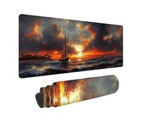 Desk Mat Large 24x12inch, Red Gaming Mouse Pad Sailboat Desk Mat with 3MM Stitched Edges, Non-Slip Rubber Base Mousepad Desk Decor for PC, Laptop, Gaming, Office and Home, Gifts for Women -hjw260143