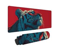 Desk Mat Large 32 x 16in, Red Gaming Mouse Pad Tiger Desk Mat with 3MM Stitched Edges, Non-Slip Rubber Base Mousepad Desk Decor for PC, Laptop, Gaming, Office and Home, Gifts for Women -hjw260169