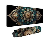 Desk Mat Large 32x12x0.12inch, Navy Blue Gaming Mouse Pad Mandala Desk Mat with 3MM Stitched Edges, Non-Slip Rubber Base Mousepad Desk Decor for PC, Laptop, Gaming, Office and Home, Gifts -hjw260133