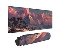 Desk Mat Large 32x12x0.12inch, White Gaming Mouse Pad Pyramid Desk Mat with 3MM Stitched Edges, Non-Slip Rubber Base Mousepad Desk Decor for PC, Laptop, Gaming, Office and Home, Gifts -hjw26015R