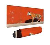 Desk Mat Large 32x16inch, Red Gaming Mouse Pad Tiger Desk Mat with 3MM Stitched Edges, Non-Slip Rubber Base Mousepad Desk Decor for PC, Laptop, Gaming, Office and Home, Gifts for Women -hjw2601J2
