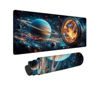 Desk Mat Large 40 x 20in, Blue Gaming Mouse Pad Planet Desk Mat with 3MM Stitched Edges, Non-Slip Rubber Base Mousepad Desk Decor for PC, Laptop, Gaming, Office and Home, Gifts for Women -hjw2601O3