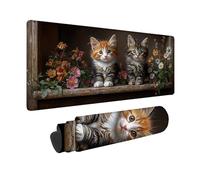Desk Mat Large 40x20inch, Black Gaming Mouse Pad Cat Desk Mat with 3MM Stitched Edges, Non-Slip Rubber Base Mousepad Desk Decor for PC, Laptop, Gaming, Office and Home, Gifts for Women -hjw260190
