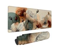 Desk Mat Large 40x20inch, Brown Gaming Mouse Pad Flower Desk Mat with 3MM Stitched Edges, Non-Slip Rubber Base Mousepad Desk Decor for PC, Laptop, Gaming, Office and Home, Gifts for Women -hjw2601BI
