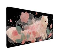 Desk Mat Large 600x300x3 mm, Pink Gaming Mouse Pad Fox Desk Mat with 3MM Stitched Edges, Non-Slip Rubber Base Mousepad Home Decor for PC, Laptop, Gaming, Office and Home, Gifts for Women -bby2509PA