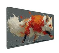 Desk Mat Large 600x300x3 mm, Red Gaming Mouse Pad Fox Desk Mat with 3MM Stitched Edges, Non-Slip Rubber Base Mousepad Home Decor for PC, Laptop, Gaming, Office and Home, Gifts for Women -bby25093S