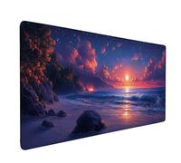 Desk Mat Large 600x300x3mm, Black Gaming Mouse Pad Sunset Desk Mat with 3MM Stitched Edges, Non-Slip Rubber Base Mousepad Home Decor for PC, Laptop, Gaming, Office and Home, Gifts for Women -bby2509H4