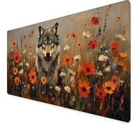 Desk Mat Large 600x300x3mm, Brown Gaming Mouse Pad Wolf Desk Mat with 3MM Stitched Edges, Non-Slip Rubber Base Mousepad Office Decor for PC, Laptop, Gaming, Office and Home, Gifts for Women -yym2509QA