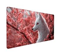 Desk Mat Large 600x300x3mm, Red Gaming Mouse Pad Fox Desk Mat with 3MM Stitched Edges, Non-Slip Rubber Base Mousepad Home Decor for PC, Laptop, Gaming, Office and Home, Gifts for Women -bby25093R