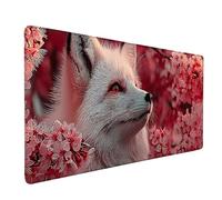Desk Mat Large 600x300x3mm, Red Gaming Mouse Pad Fox Desk Mat with 3MM Stitched Edges, Non-Slip Rubber Base Mousepad Home Decor for PC, Laptop, Gaming, Office and Home, Gifts for Women -bby2509A1