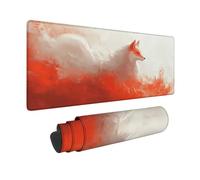 Desk Mat Large 600x300x3mm, Red Gaming Mouse Pad Fox Desk Mat with 3MM Stitched Edges, Non-Slip Rubber Base Mousepad Desk Decor for PC, Laptop, Gaming, Office and Home, Gifts for Women -hjw2601K9
