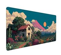 Desk Mat Large 60x30cm, Mountain Gaming Mouse Pad Houses Desk Mat with 3MM Stitched Edges, Non-Slip Rubber Base Mousepad Desk Decor for PC, Laptop, Gaming, Office and Home, Gifts for Women -lsy2603HK