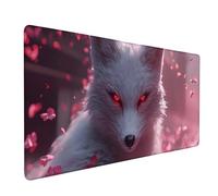 Desk Mat Large 60x30cm, Pink Gaming Mouse Pad Fox Desk Mat with 3MM Stitched Edges, Non-Slip Rubber Base Mousepad Home Decor for PC, Laptop, Gaming, Office and Home, Gifts for Women -bby2509AO