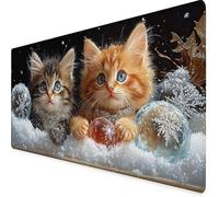 Desk Mat Large 60x30cm, White Gaming Mouse Pad Cat Desk Mat with 3MM Stitched Edges, Non-Slip Rubber Base Mousepad Office Decor for PC, Laptop, Gaming, Office and Home, Gifts for Women -yym2509J4