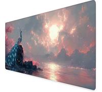 Desk Mat Large 60x30cm, White Gaming Mouse Pad Peacock Desk Mat with 3MM Stitched Edges, Non-Slip Rubber Base Mousepad Office Decor for PC, Laptop, Gaming, Office and Home, Gifts for Women -yym2509U0