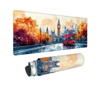 Desk Mat Large 60x32inch, Yellow Gaming Mouse Pad London Desk Mat with 3MM Stitched Edges, Non-Slip Rubber Base Mousepad Desk Decor for PC, Laptop, Gaming, Office and Home, Gifts for Women -hjw2601Q9