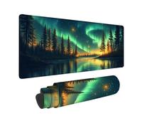 Desk Mat Large 60x32x0.12inch, Green Gaming Mouse Pad Aurora Desk Mat with 3MM Stitched Edges, Non-Slip Rubber Base Mousepad Desk Decor for PC, Laptop, Gaming, Office and Home, Gifts -hjw2601N7